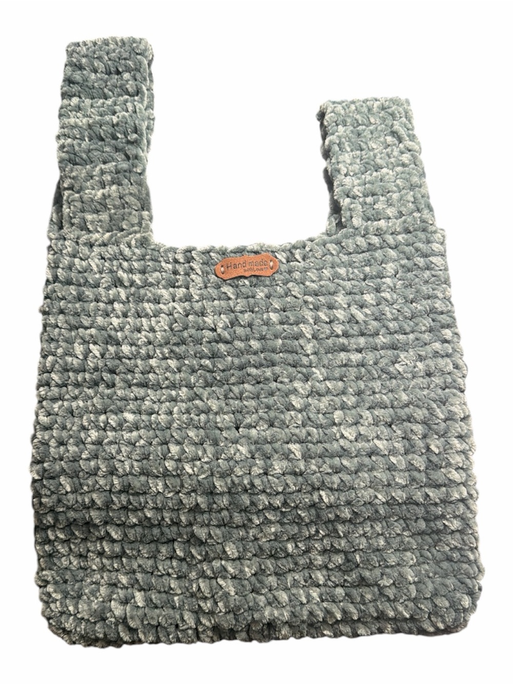 Handmade Multicolor Crochet Knot Bag - Gray Plush NWOT - Picture 4 of 4